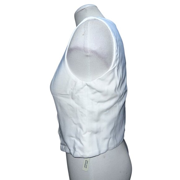 OGL Casual  Button Down Square Neck Sleeveless Top Sz Medium White - Picture 9 of 11
